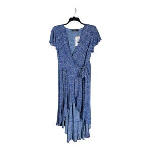 Zesica  Faux Wrap Floral Print V-Neck Maxi Dress Large Peasant